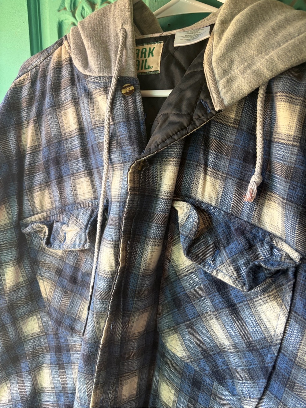 Ozark Trail Blue and Gray Plaid Hooded Jacket